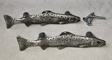 Lot Of 2: 5 Inch Pewter Trout Pulls Anne At Home Drawer Pulls Knobs Handles Fish picture