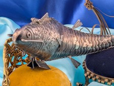 Rare 1980s 800 Silver articulating fish spice box picture