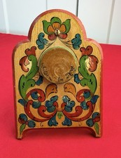 Vtg Norwegian Rosemaling Pocket Watch Stand Holder Key Hilsen fra Norge Folk Art picture