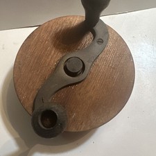 Antique Sidewinder Wooden Fishing Reel, Hand Line Winder, Wood & Brass, EUC, 5” picture