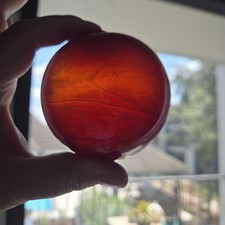 Cranberry Glass Fishing Float w Swirls Japanese curio picture