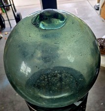 Large Antique Japanese Hand-Blown Green Glass Fishing Float From Japan picture