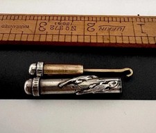 Antique Small Pocket Figural Sterling Button Hook Alligator picture