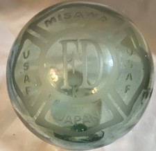 Vintage Original Glass Fishing Float Ball USAF Fire Dept Misawa Japan  picture