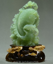 China Natural Xiu Jade Stone Carved common carp Fish Statue Art Ornament YS6520 picture