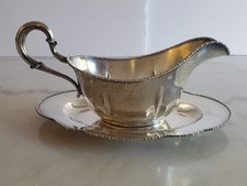 Vintage Wallace Sterling Silver 2 Pc Gravy Sauce Boat Set Matching Platter 622 picture
