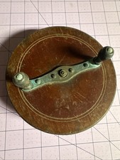 Very Nice Antique Wooden Fishing Reel Hand Line Winder Wood Brass picture