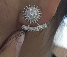 Women 925 Sterling Genuine Silver Floral Flower Ethnic Ancient Unique Earring picture