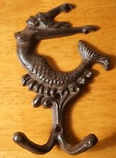 Diving MERMAID Double Hook Rustic Cast Iron Sign Nautical Beach Home Decor NEW picture
