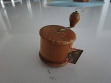 Antique Fly Fishing Reel Figural Tape Measure Wood Winder Miniature. picture