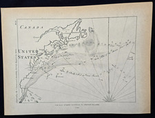 1890 Antique Map Gulf Stream Jonathan Williams 1799 US Coast Survey No 35 picture