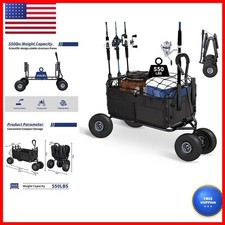 Polar Aurora TP1333BK Fishing Cart Beach Wagon 11'' Wheels for Sand 550lb picture