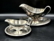 Antique Reed & Barton Gravy Boat + Wilcox Silverplate Sauce Boat W/Monogram D  picture
