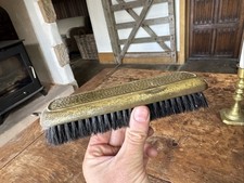 Brass Brush Shoe Table Brush With Detail On Top And Hook Vintage Antique picture