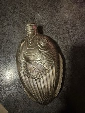 Vintage TOWLE Silverplate Fish Flask 6” Figural Hip Liquor Flask Barware picture