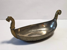 Mid Century Modern Brass Dragon Viking Boat Bowl picture