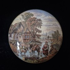 Antique English Prattware Pot Lid 