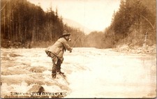 Trout Fishing Tacoma Washinton RPPC Postcard picture