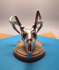 Faux Taxidermy Polished Aluminum Stag Skull Coat Hat Key Hook Shield Plaque picture