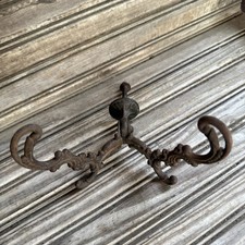 Antique Cast Iron Hall Tree Hook Victorian Ornate Double Coat Hat Hook Complete picture