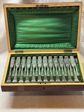 Nautical Themed Silver Plated Fish Set for 12 Engraved Fish Walker & Hall Boxed picture