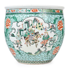 Chinese Large 18 19th Century Famille Verte Jardiniere Fish Bowl Planter Antique picture